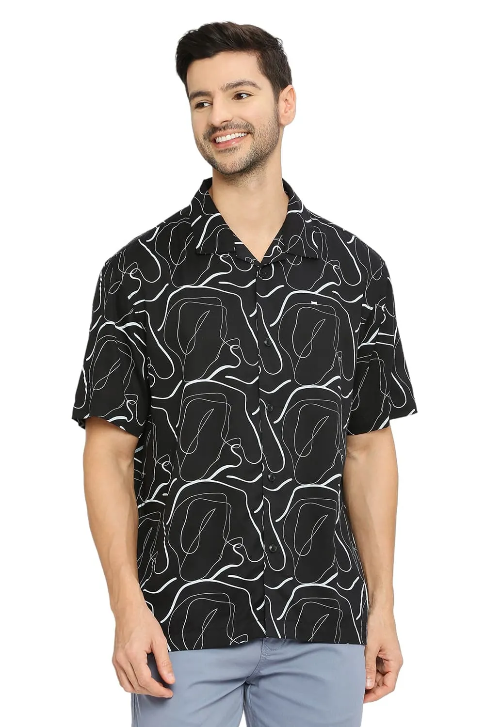 Basics Relaxed Fit Tencel Printed Halfsleeves Shirt