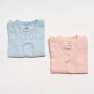 Blue & Pink Muslin Jabla Set - Pack Of 2