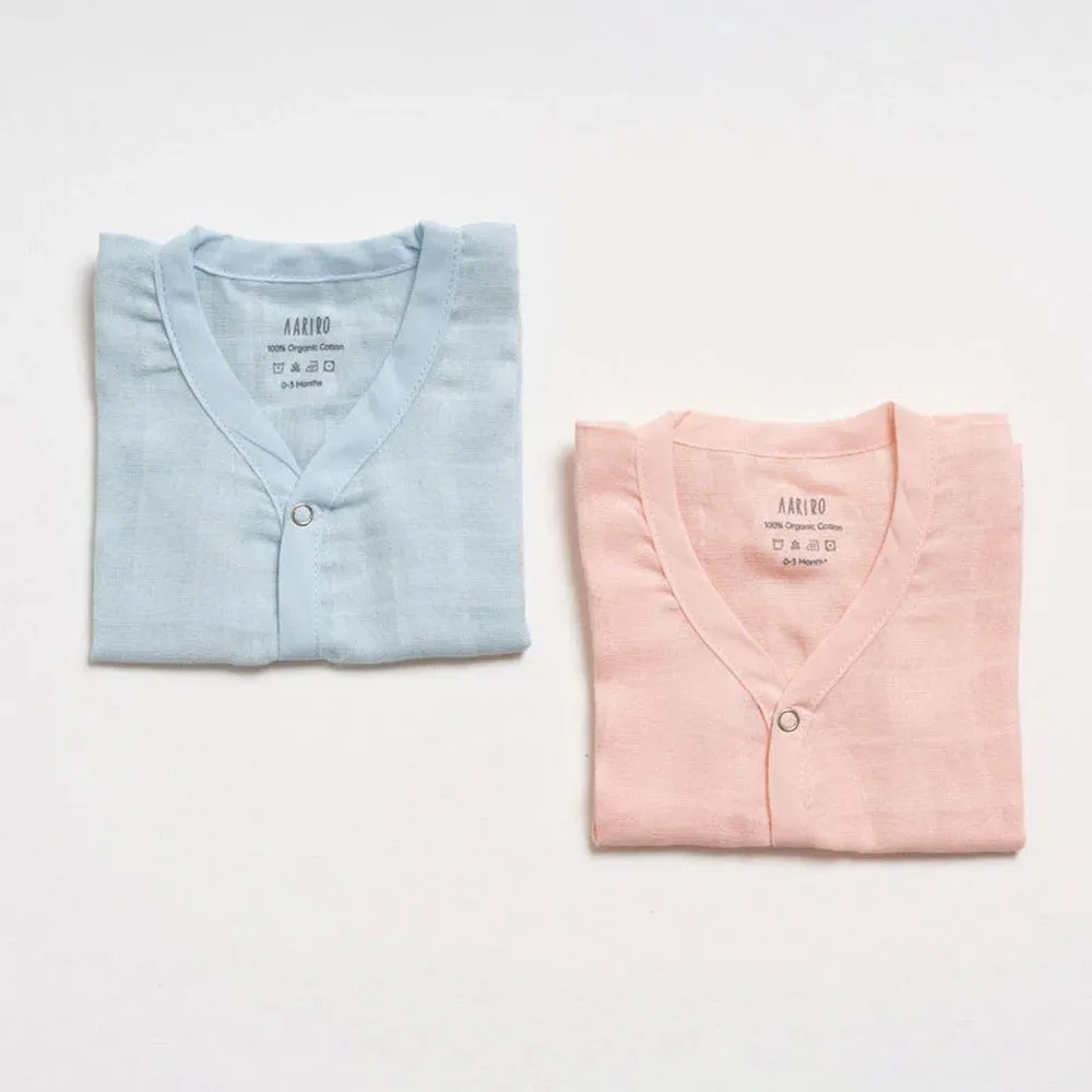 Blue & Pink Muslin Jabla Set - Pack Of 2