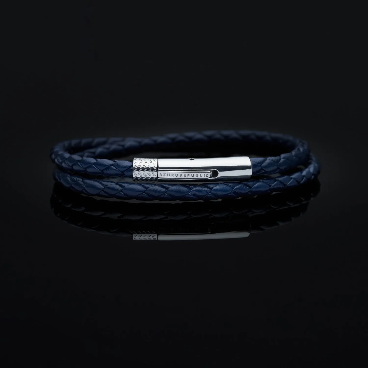 Blue Leather Wrap Bracelet