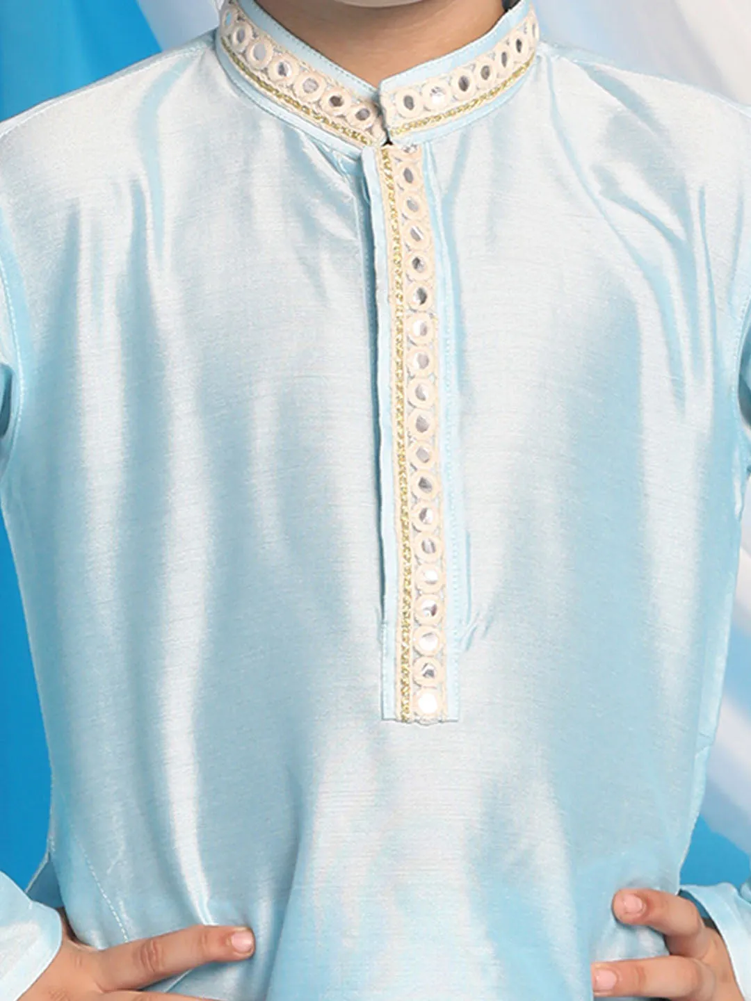 Boy's Aqua Kurta And Pyjama - Vastramay Boys