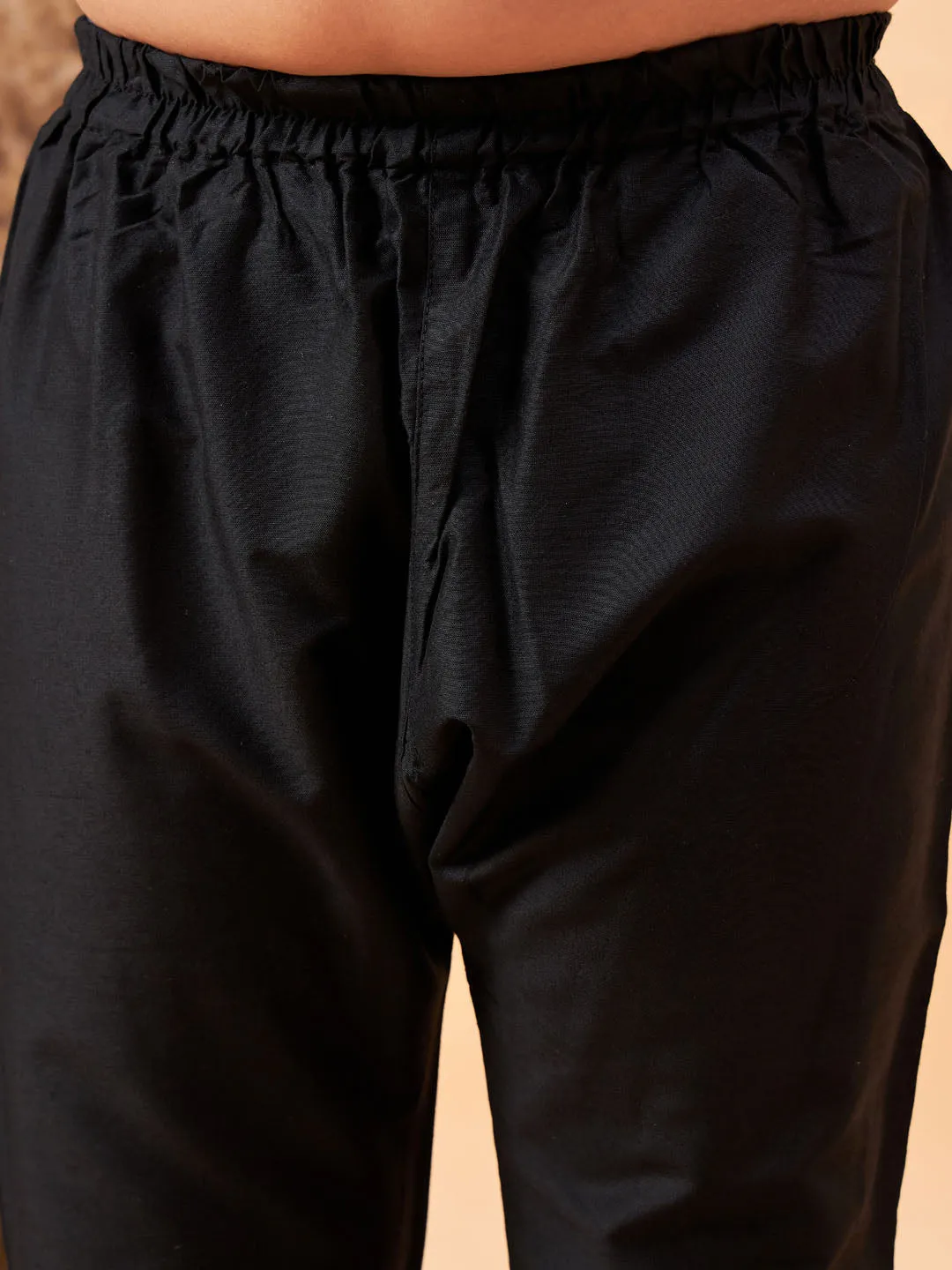 Boy's Black Kurta, Pyjama & Dupatta Set - Vastramay Boys