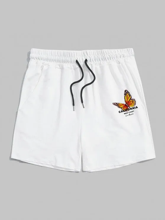 Casual Butterfly Printed T-Shirt And Shorts