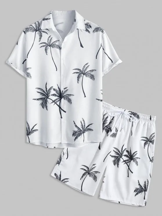 Coconut Tree Printed Shirt And Shorts