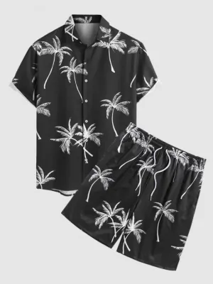 Coconut Tree Printed Shirt And Shorts