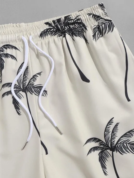 Coconut Tree Printed Shirt And Shorts