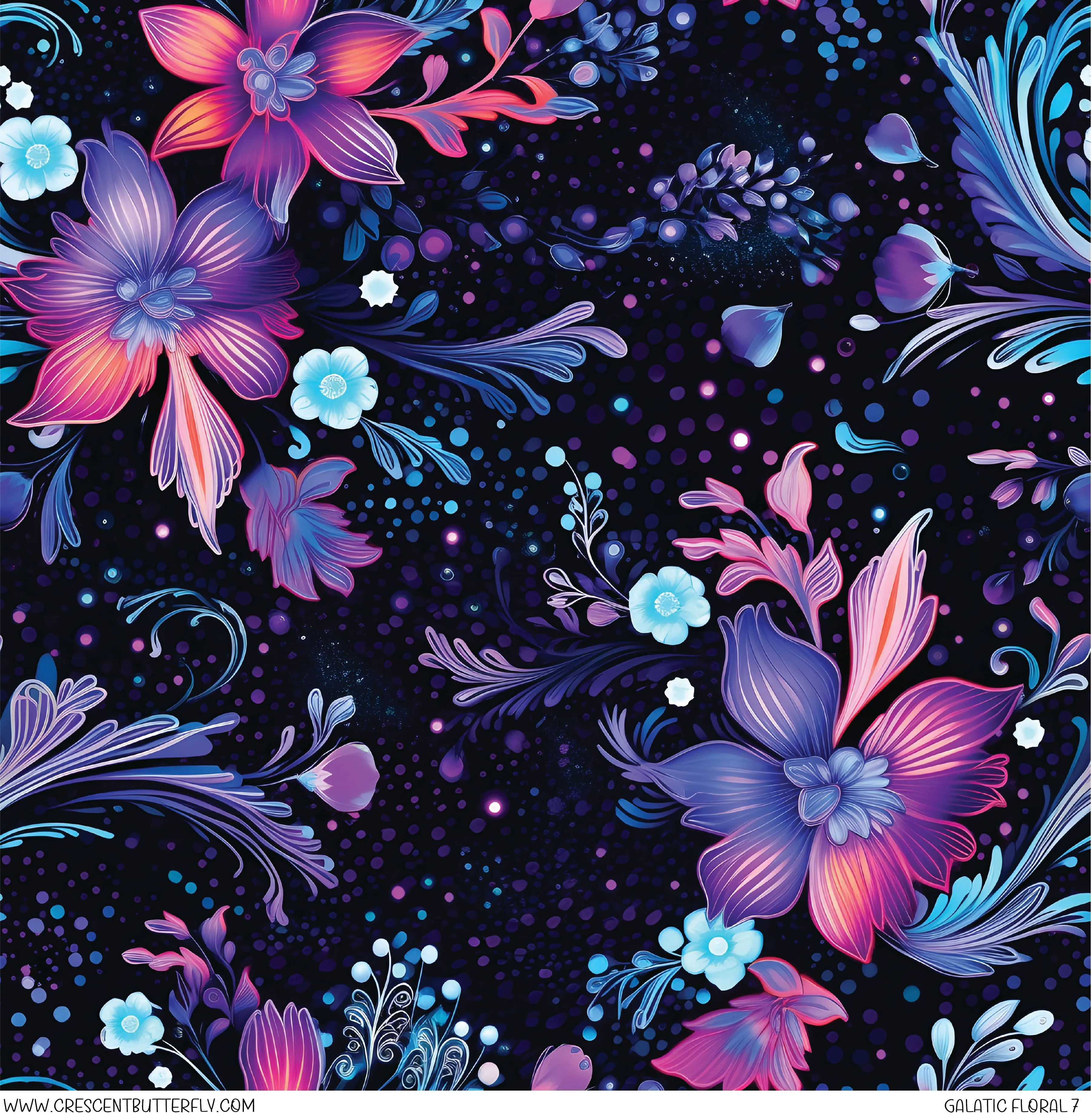 Galactic Floral 7 Printed Vinyl Sheet/Wrap
