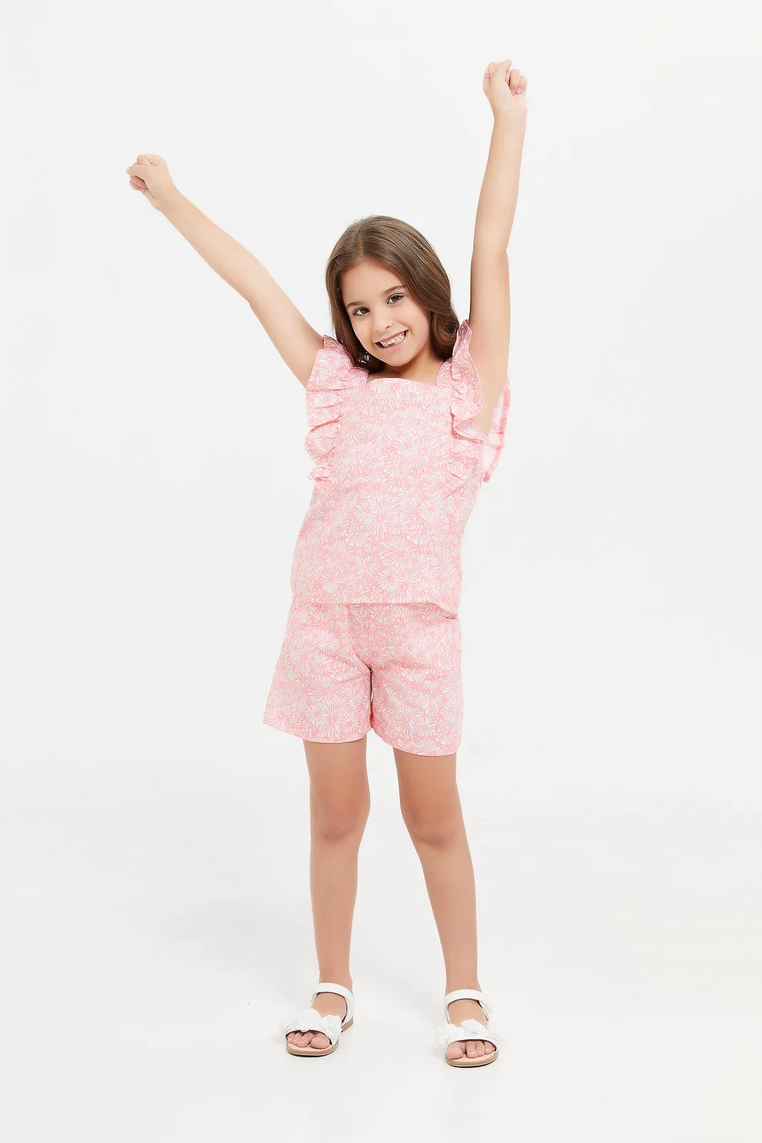 Girls Pink Frilled Set (2 Piece)