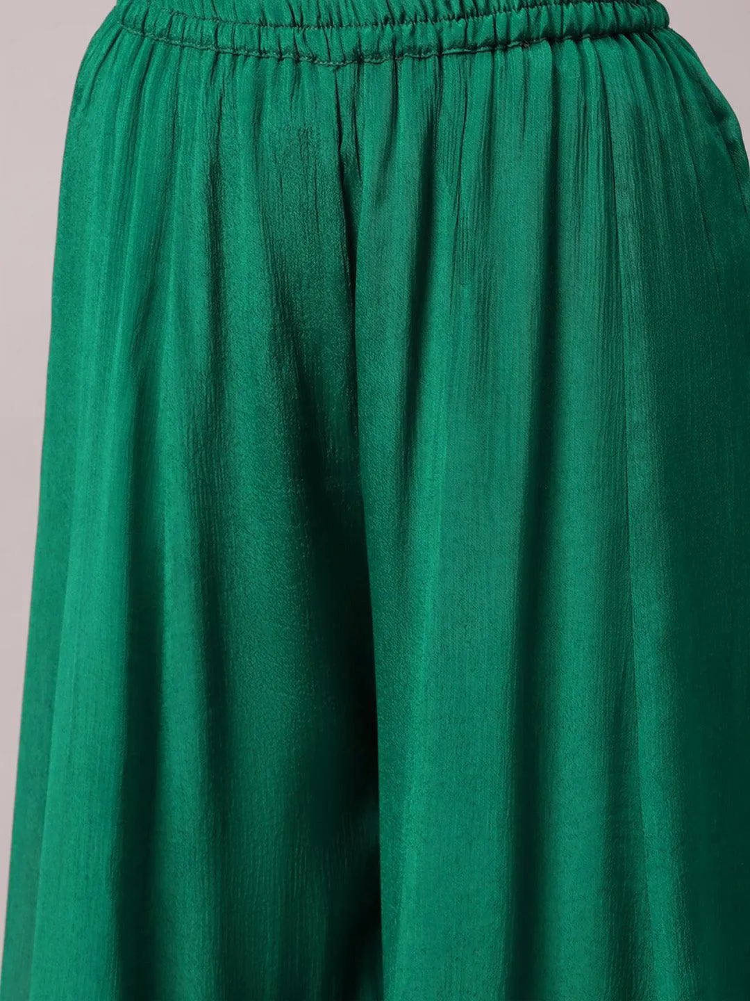 Gota Work Green Bandhani Print Georgette Kurta Palazzo Set With Dupatta