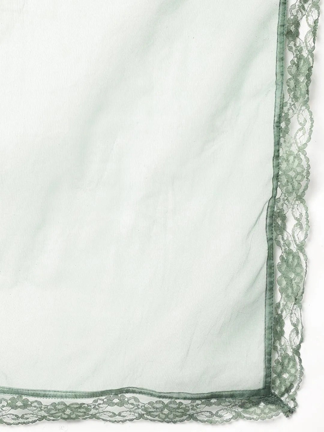 Green Burn Out Velvet Kurta Haram Pant With Organza Dupatta