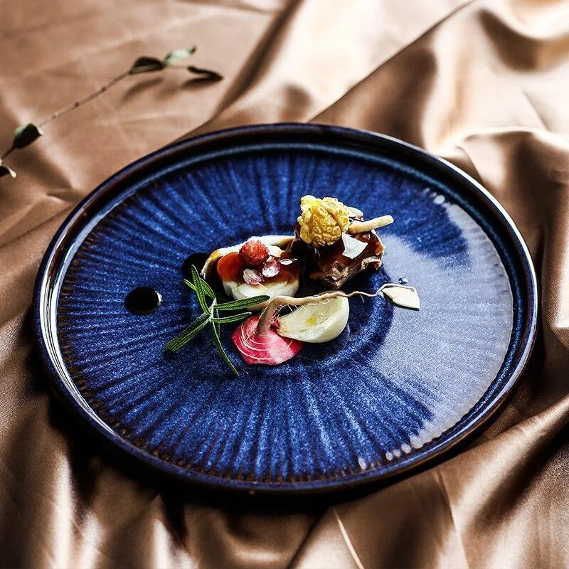 Handmade Blue Plate Sets - 21.5cm (4 Pcs Set)