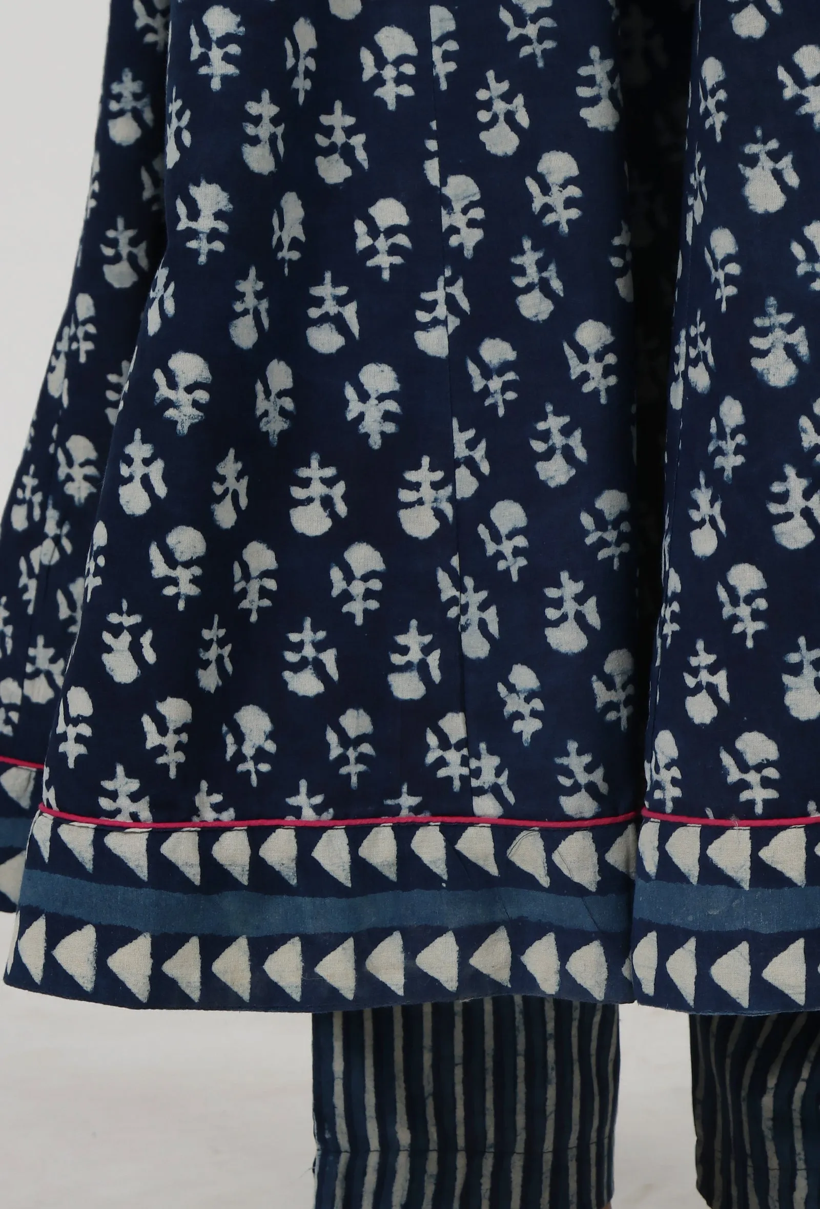 Indigo Printed Blue Cotton Anarkali