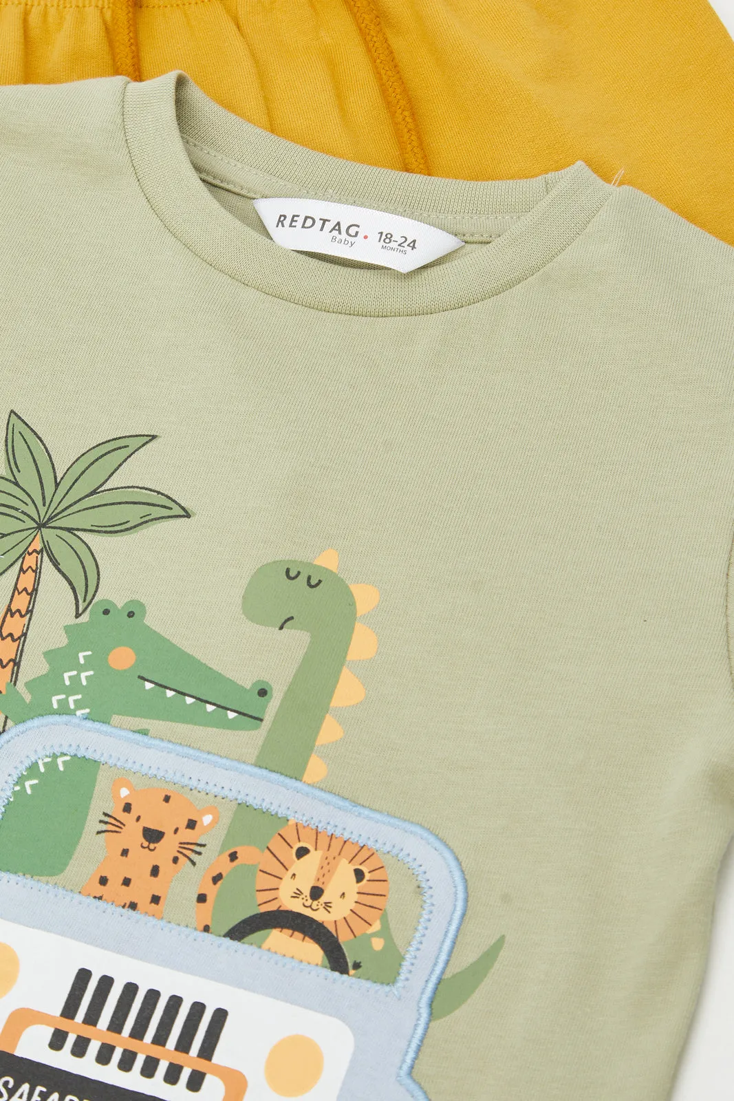 Infant Boys Green And Yellow T-Shirt And Short Set (2 Piece)