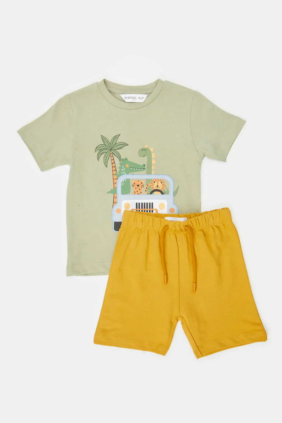 Infant Boys Green And Yellow T-Shirt And Short Set (2 Piece)