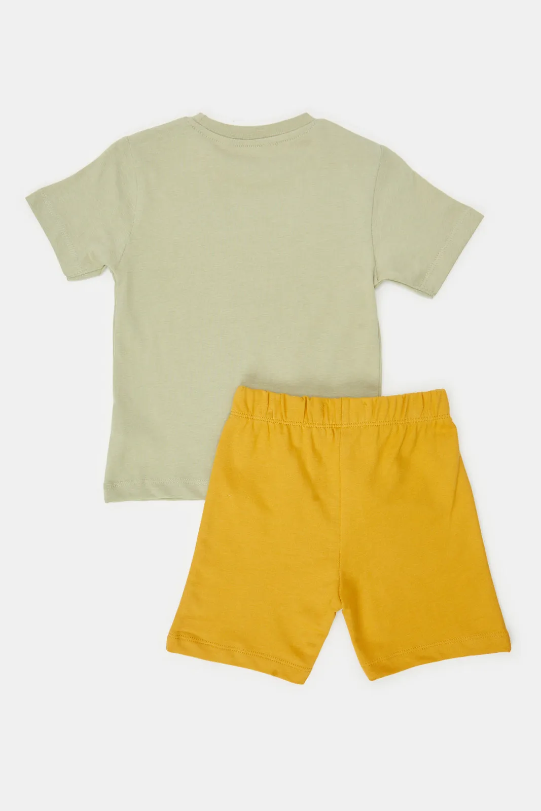 Infant Boys Green And Yellow T-Shirt And Short Set (2 Piece)
