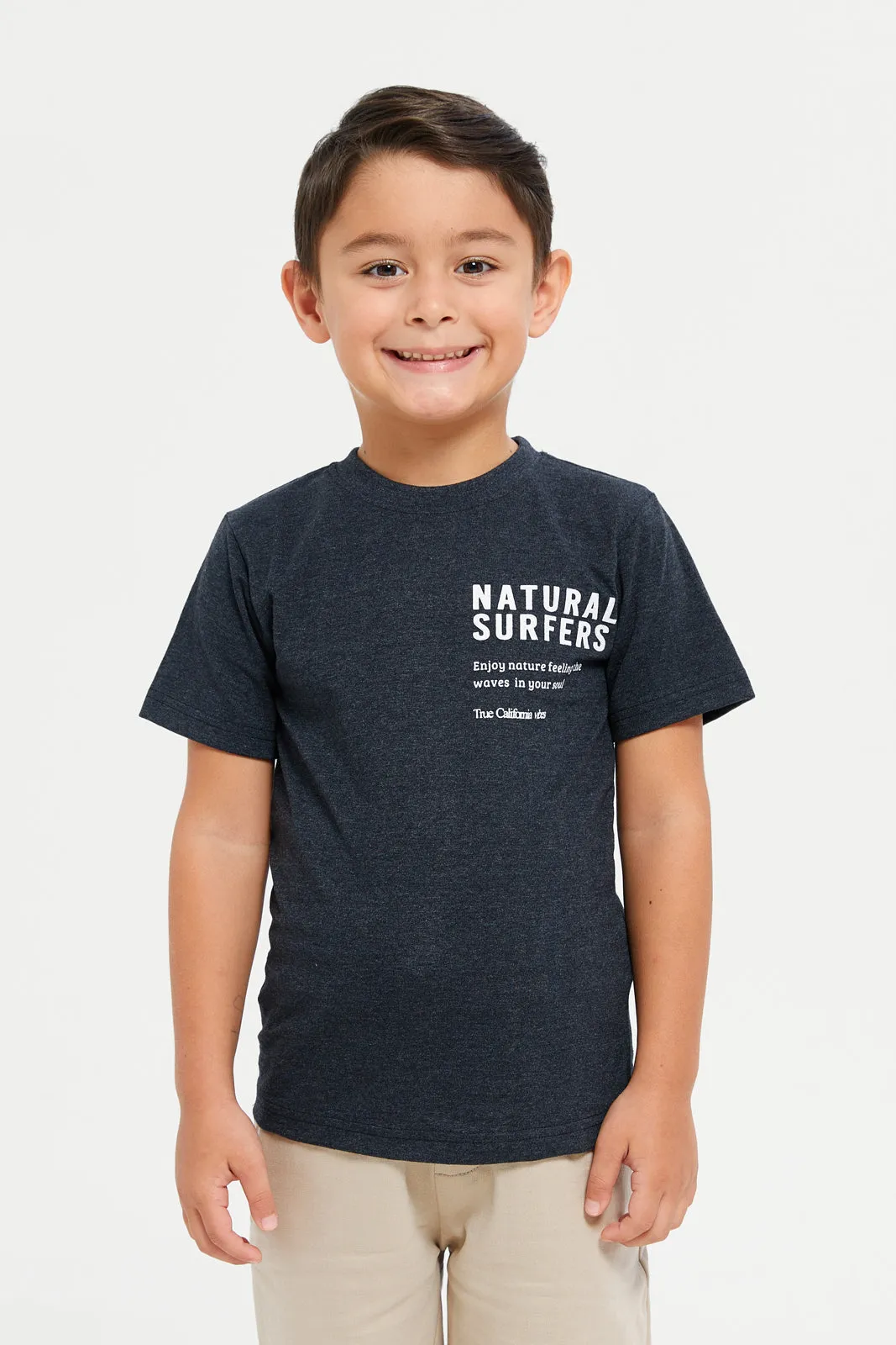 Junior Boys Charcoal Jersey T-Shirt And Short Set (2 Piece)