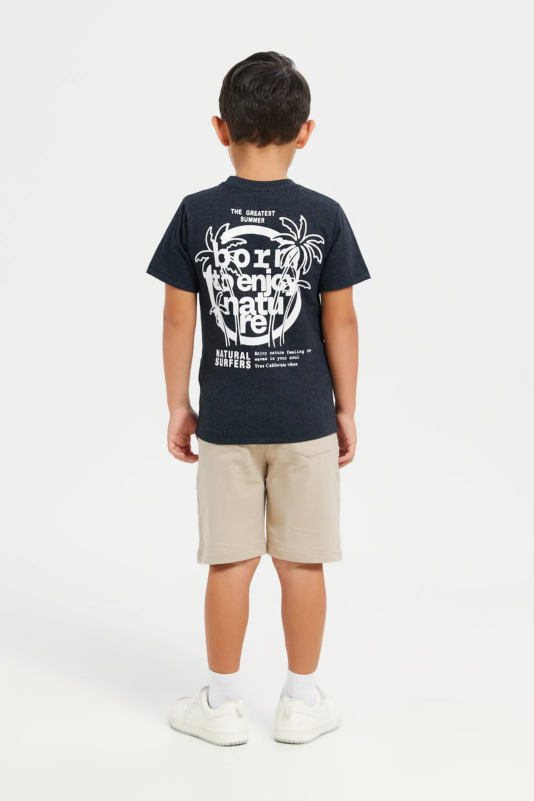 Junior Boys Charcoal Jersey T-Shirt And Short Set (2 Piece)