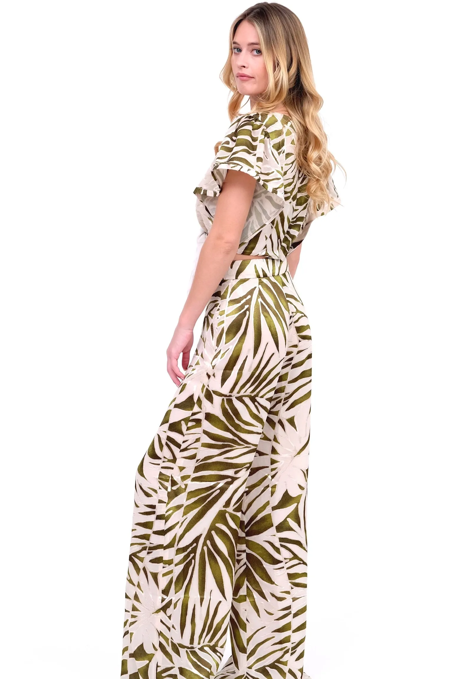 Leaf Print Tie Top