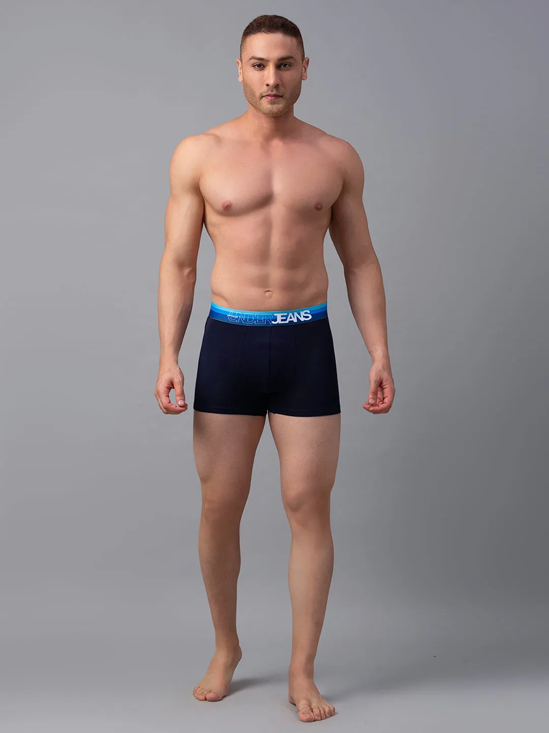 Men Premium Navy-Blue Cotton Blend Trunk- Underjeans By Spykar