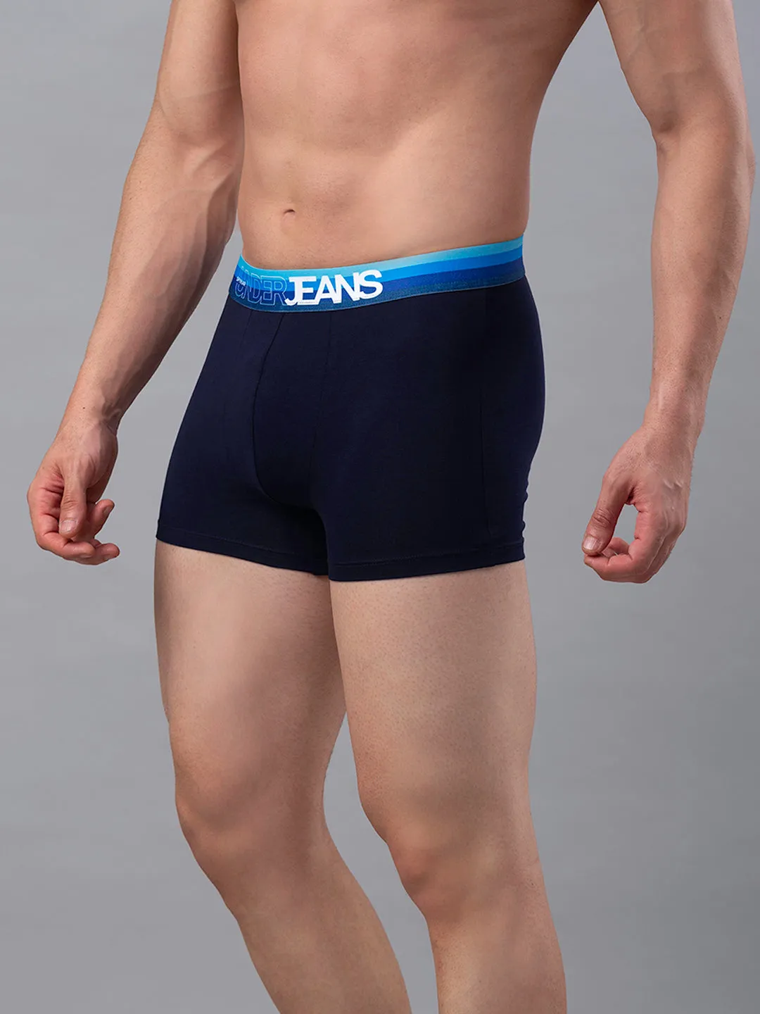 Men Premium Navy-Blue Cotton Blend Trunk- Underjeans By Spykar