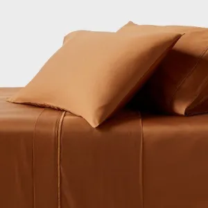 New - Threshold 320TC Satin 4-Piece Sheet Set Cooling Soft TENCEL Lyocell