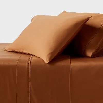New - Threshold 320TC Satin 4-Piece Sheet Set Cooling Soft TENCEL Lyocell