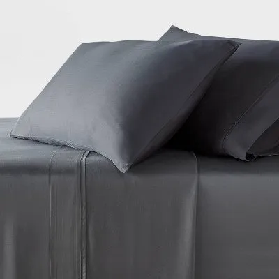 Open Box - California King 320 Thread Count Cool TENCEL® Lyocell Sheet Set Gray - Threshold: Satin Weave, 4-Piece Set, OEKO-TEX Certified