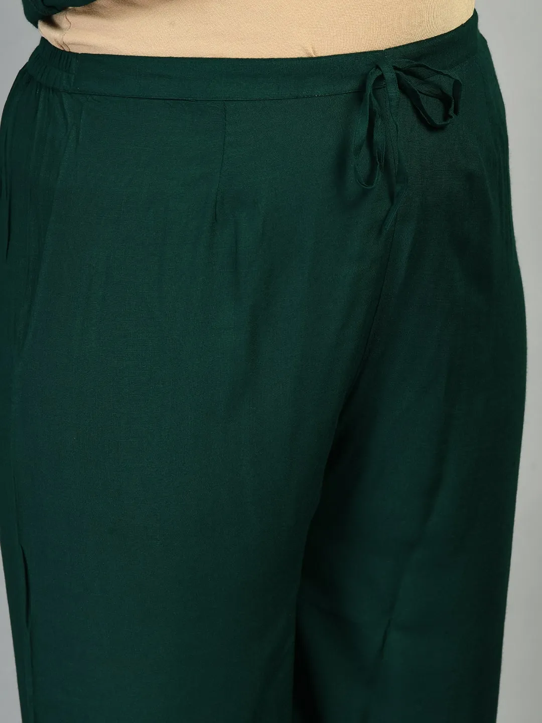 Plus Size Lavish Bottle Green Kurta Palazzo Set