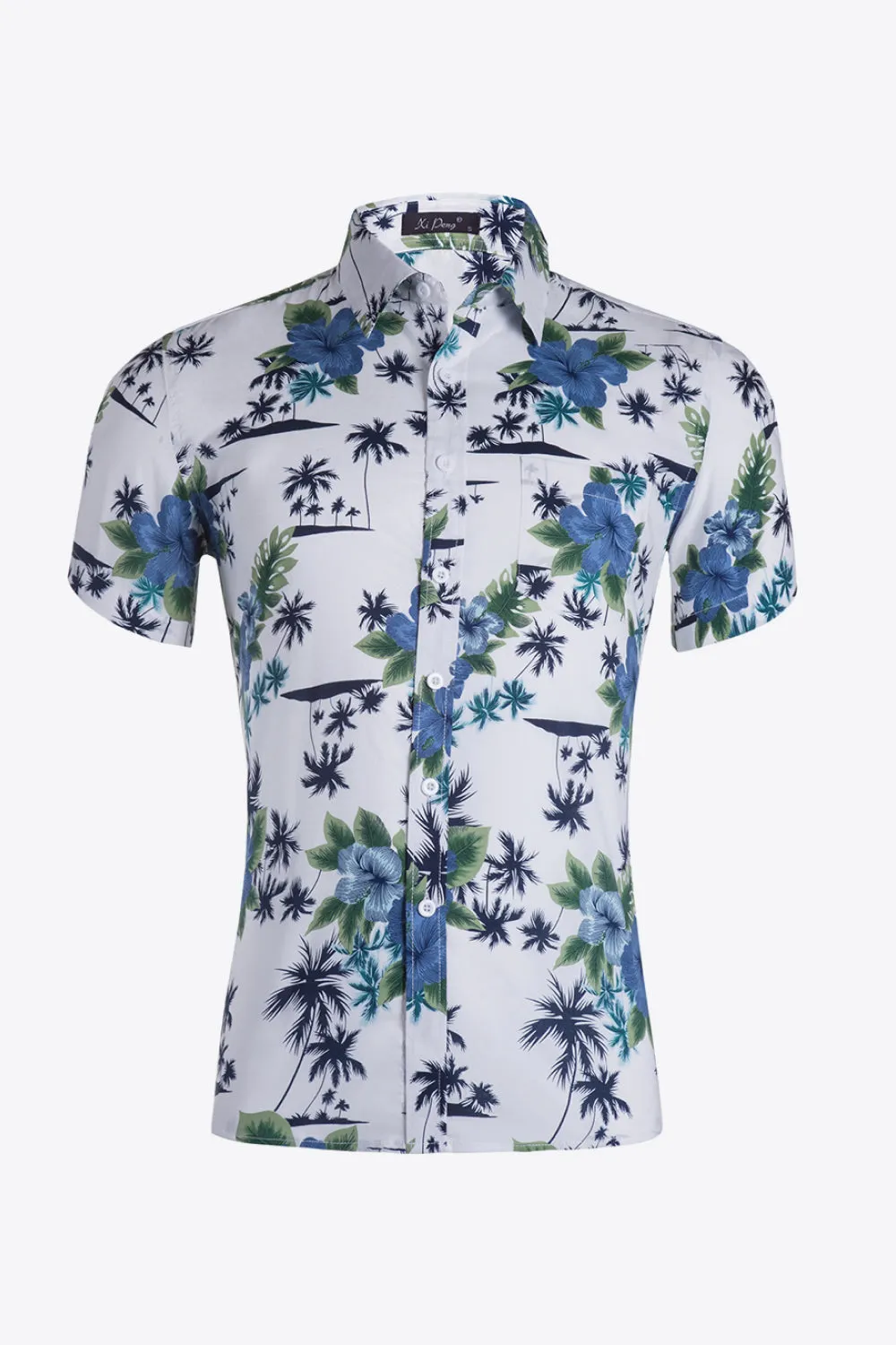 Printed Short Sleeve Collared Vacation Shirt