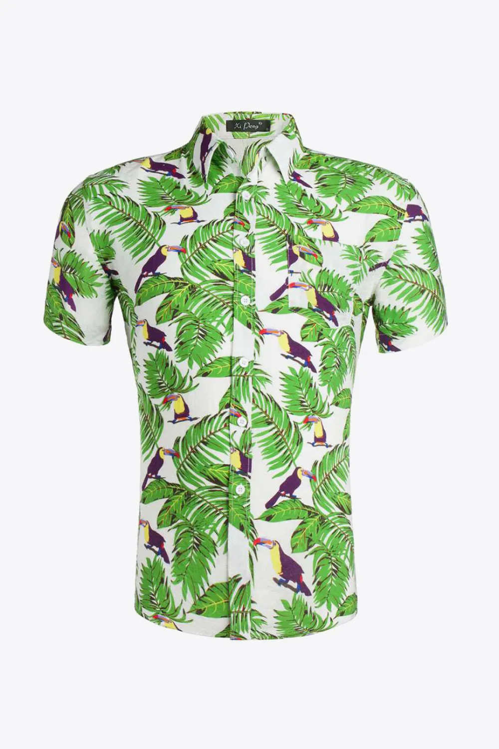 Printed Short Sleeve Collared Vacation Shirt