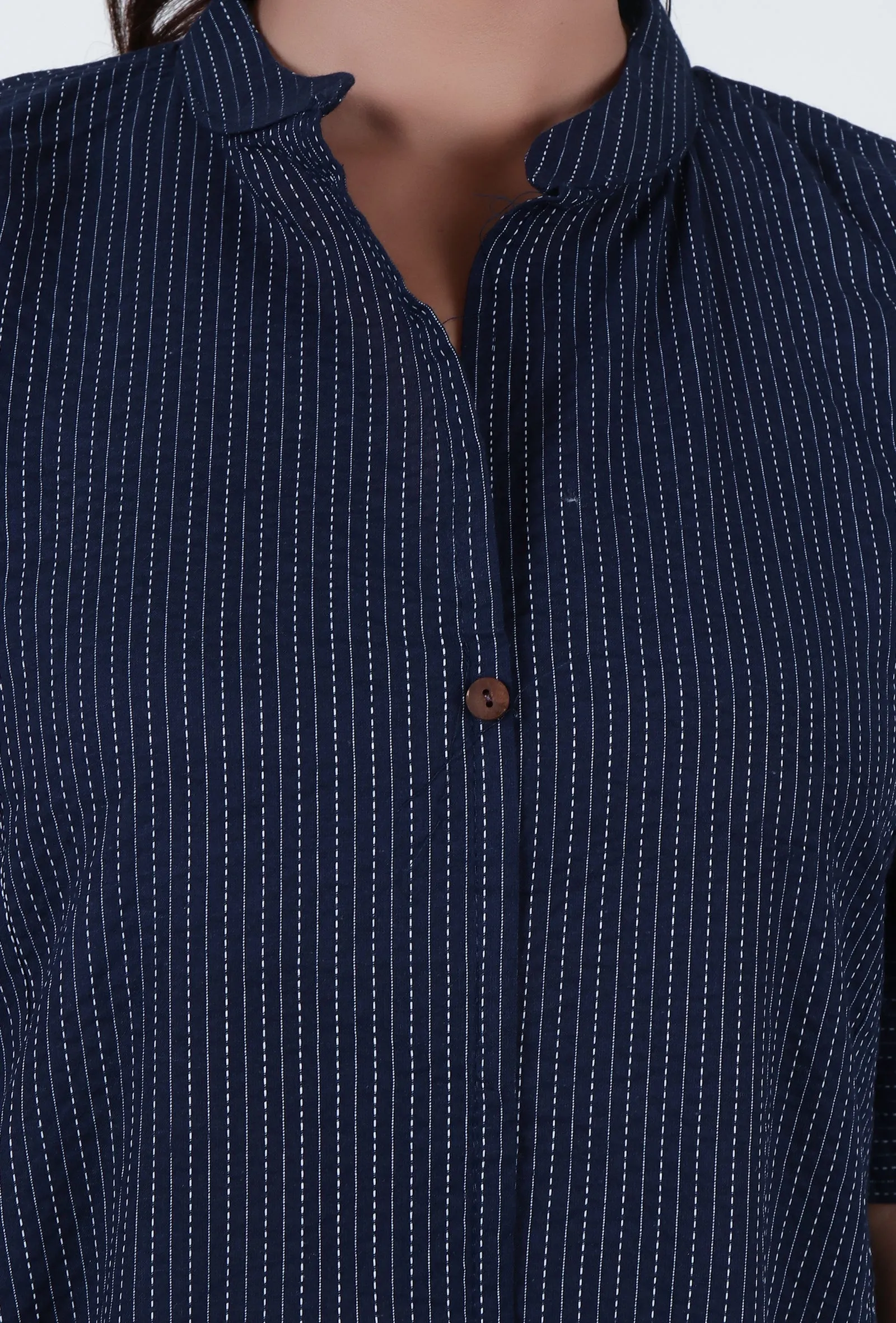 Set Of 2: Navy Blue Cotton Kurta & Pant Set