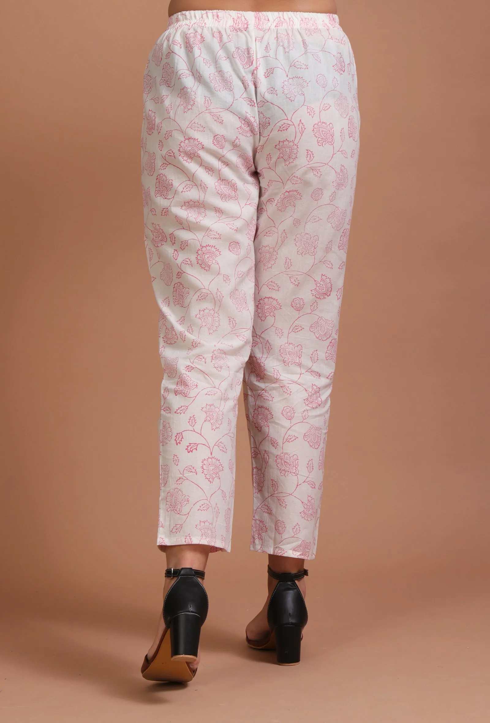 Set Of 2: White & Green Cotton Printed Kurta & Pant Set