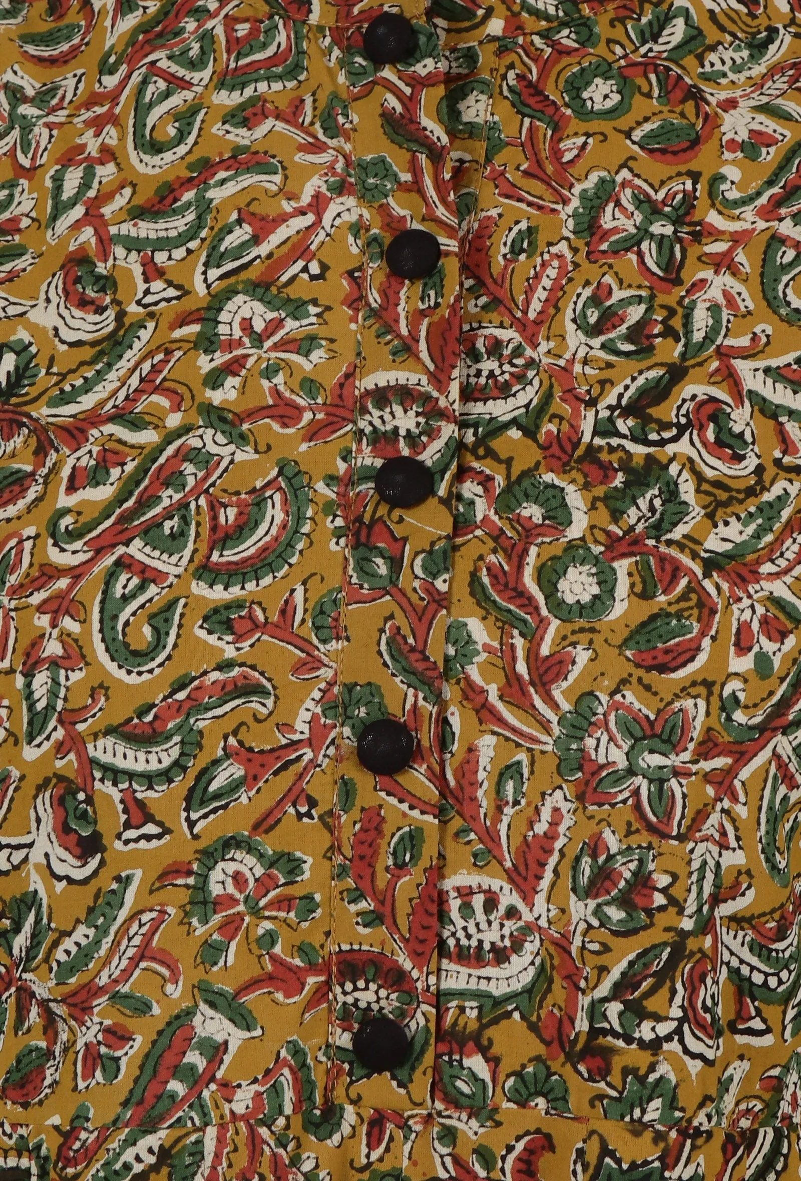 Set Of 3: Ajrakh Printed Yellow Cotton Anarkali, Red Pant & Dupatta Set