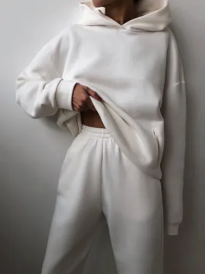 Sets Long Sleeve Hoodie & Trousers Solid Two-Piece Suit for Women
