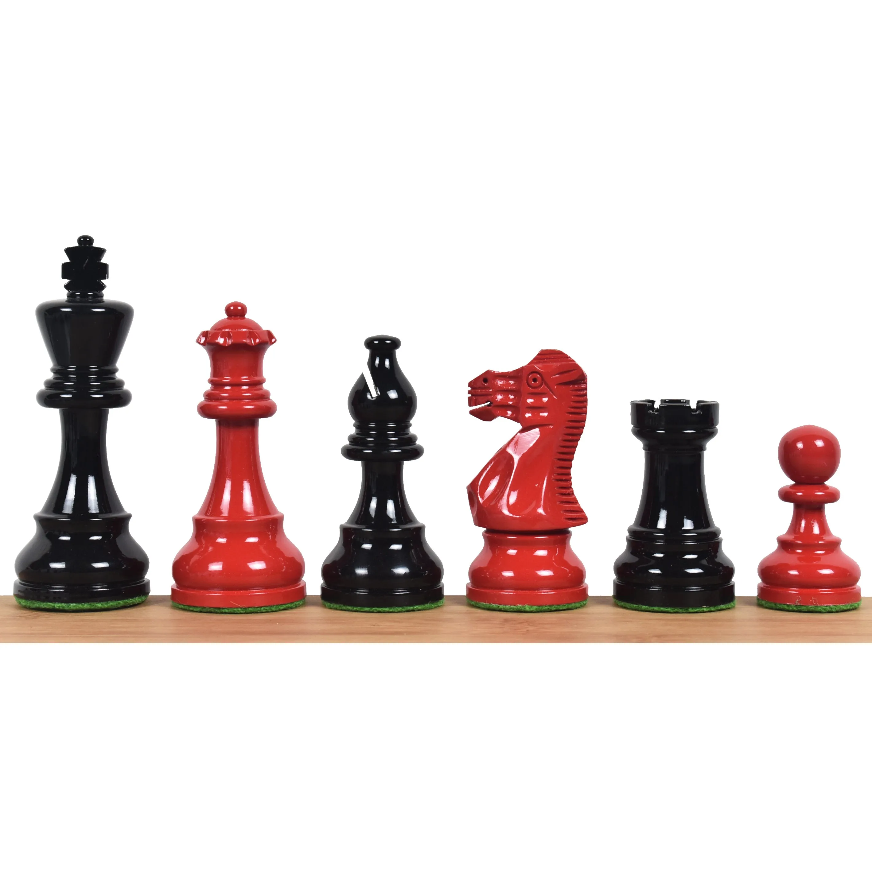 Slightly Imperfect 3.8" Red & Black Painted Chess Set- Chess Pieces Only - Staunton Design- Weighted Boxwood