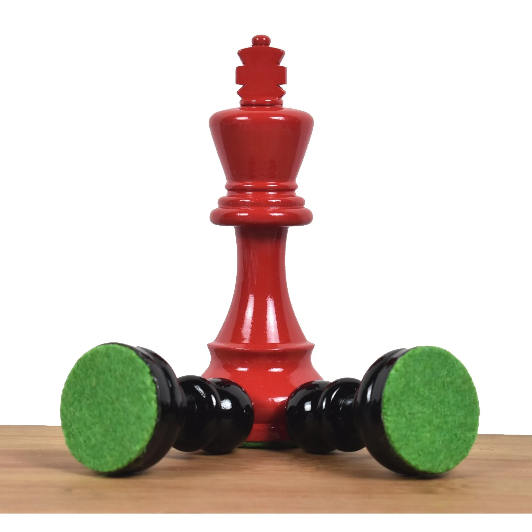 Slightly Imperfect 3.8" Red & Black Painted Chess Set- Chess Pieces Only - Staunton Design- Weighted Boxwood