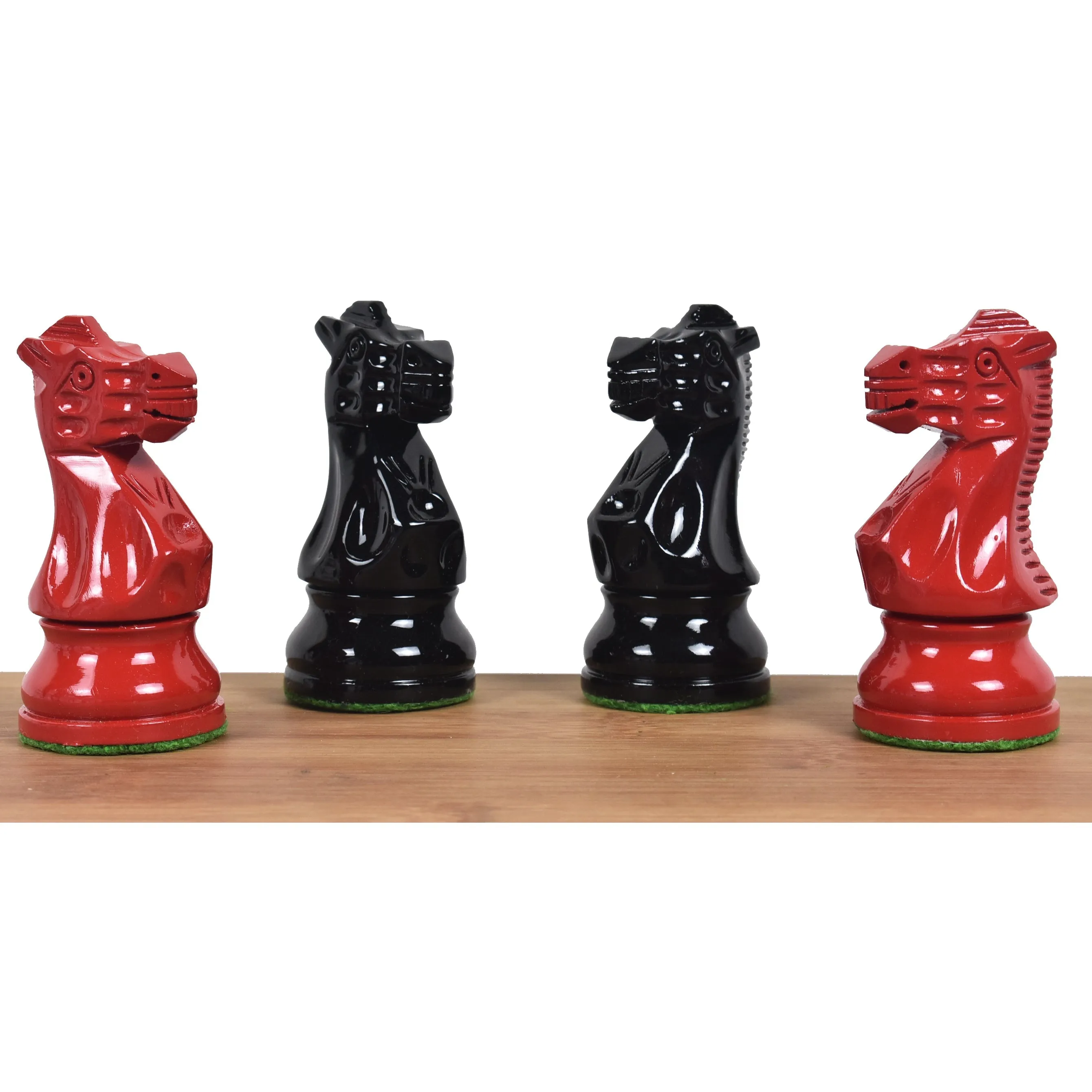 Slightly Imperfect 3.8" Red & Black Painted Chess Set- Chess Pieces Only - Staunton Design- Weighted Boxwood