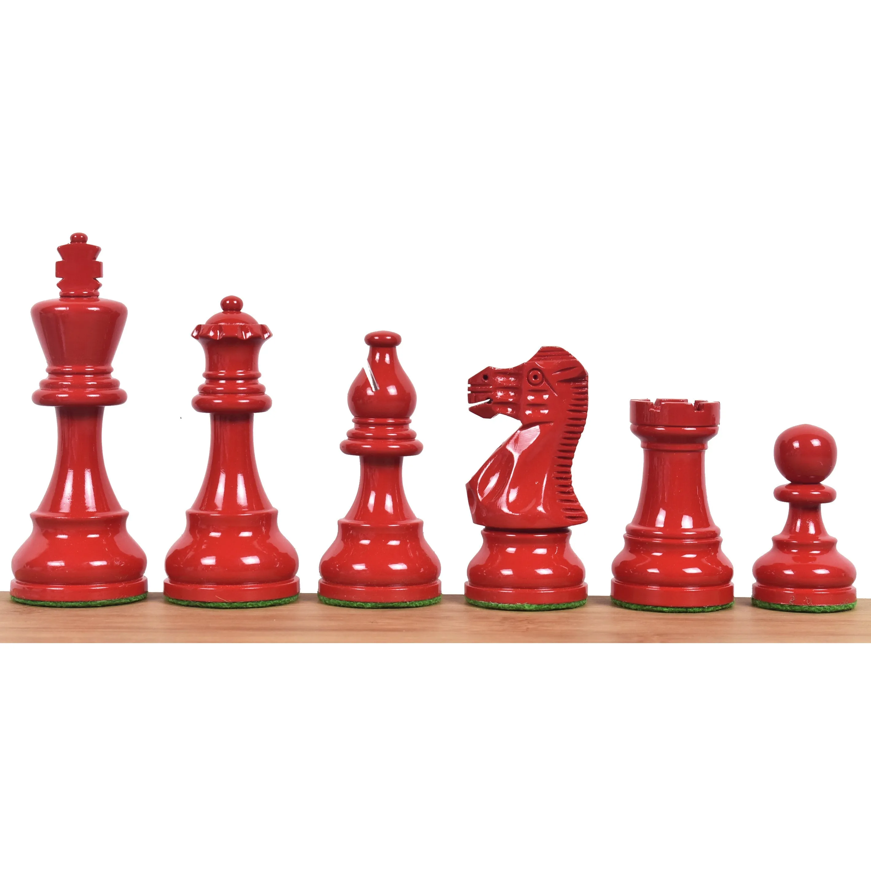 Slightly Imperfect 3.8" Red & Black Painted Chess Set- Chess Pieces Only - Staunton Design- Weighted Boxwood