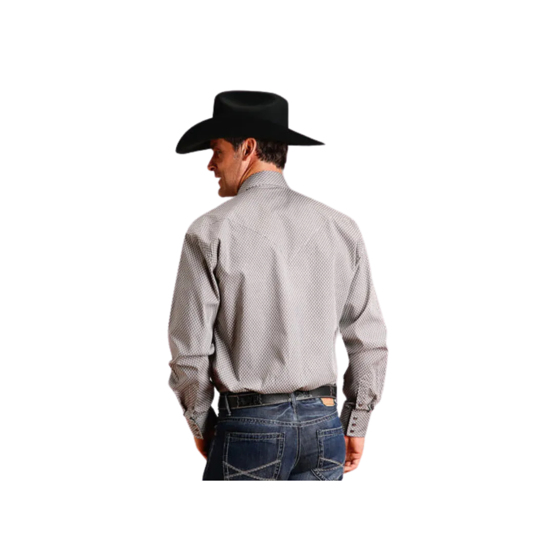 Stetson Apparel Men's Diamond Geo Cotton Grey Shirt