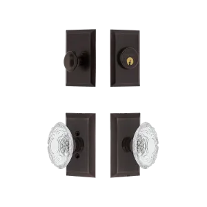 Studio Entry Set with Crystal Victorian Knob in Timeless Bronze