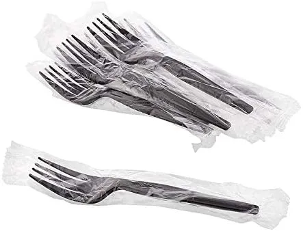 *WHOLESALE* Disposable - Individually Wrapped - Heavy Weight - Black Fork | 1000 ct.