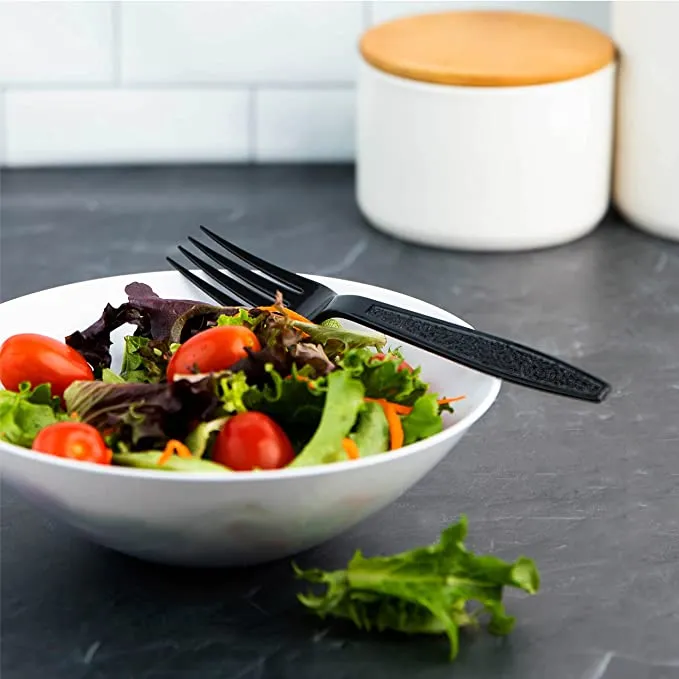 *WHOLESALE* Disposable - Individually Wrapped - Heavy Weight - Black Fork | 1000 ct.
